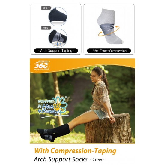 Compression Taping Arch Support Socks Crew (pair) - Kompressziós Szalagos Talpív Támogató Zokni Crew (pár)