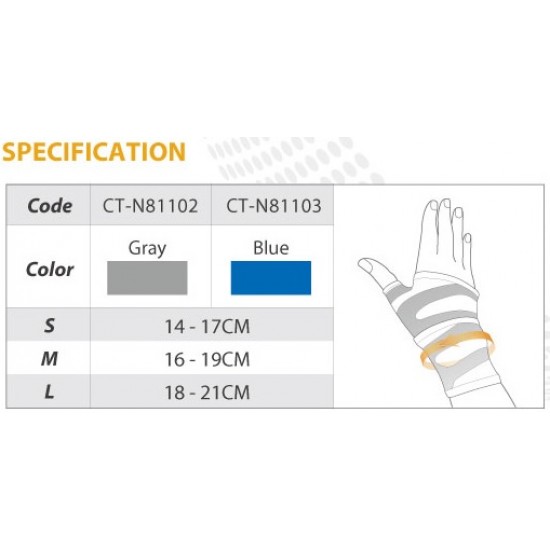 Triple Compression Wrist Stabilizer Grey Plus - Tripla Kompressziós Csukló Rögzítő Szürke Plus