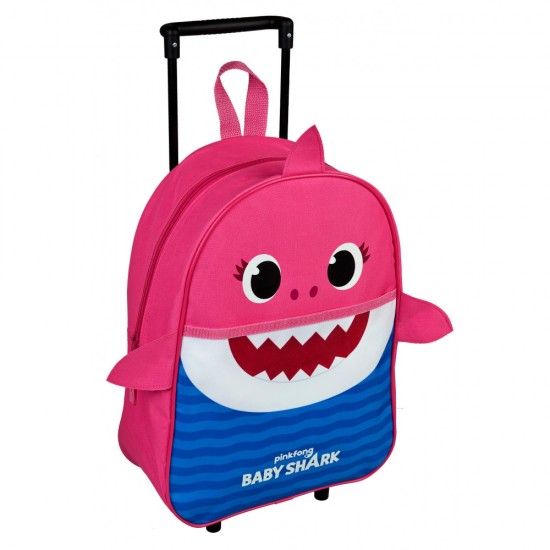 Bébi cápa gurulós táska, rózsaszín 40 cm